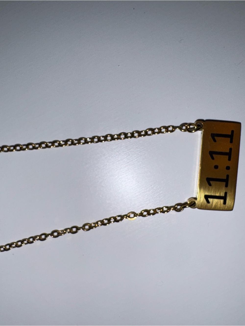 Gold Bar Necklace with 11:11 Engraving